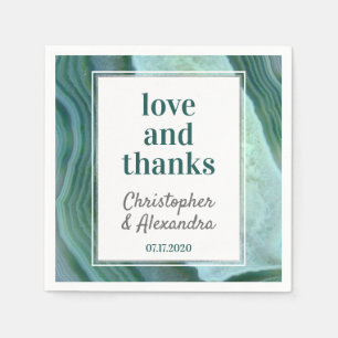 Serviette En Papier Vert turquoise - mariage argenté d'agate de Geode