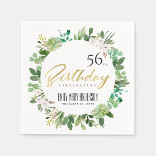 SERVIETTE EN PAPIER VERT WREATH FOLIAGE WATERCOLOR TOUT ÂGE ANNIVERSAI