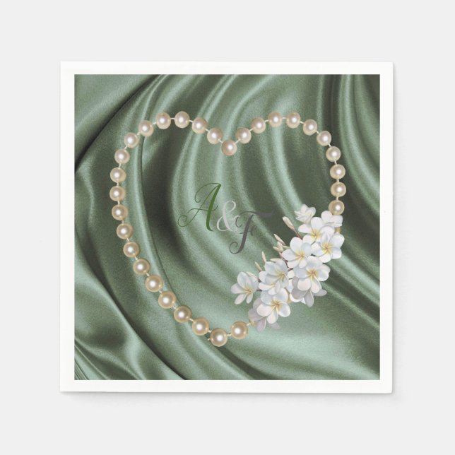 Serviette En Papier Verte, Bleu, Or, Silice et Perles d'ivoire (Devant)