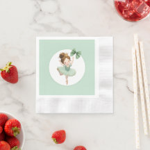 Serviette en papier verte menthe petite princesse