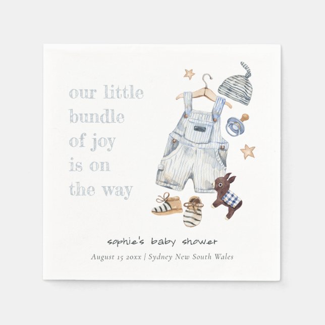 Serviette En Papier Vêtements Bébé mignons Essentials Baby shower Garç (Devant)