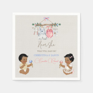 Serviette En Papier Vêtements de bébé révélation du sexe Ivoire Rose B