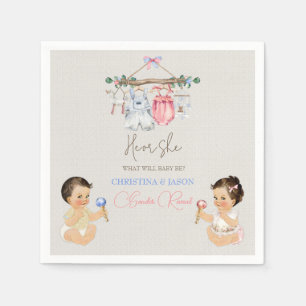 Serviette En Papier Vêtements de bébé révélation du sexe Ivoire Rose B
