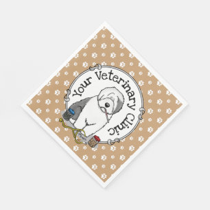 Serviette En Papier Vétérinaire Vieux Anglais Berger Gris 1 Cute Vet