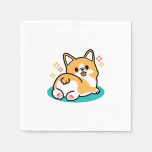 Serviette En Papier Vibes Corgi Butt et Nap - Joli chien couché