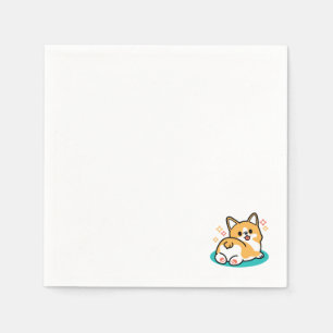 Serviette En Papier Vibes Corgi Butt et Nap - Joli chien couché