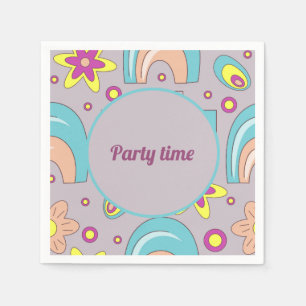 Serviette En Papier Vibes des années 70 Couleur Turquoise été