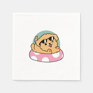 Serviette En Papier Vibes d'été Chien - Chiot flottant avec lunettes d