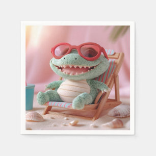 Serviette En Papier Vibes d'été : Crocodile de Plush de Chillin en vac