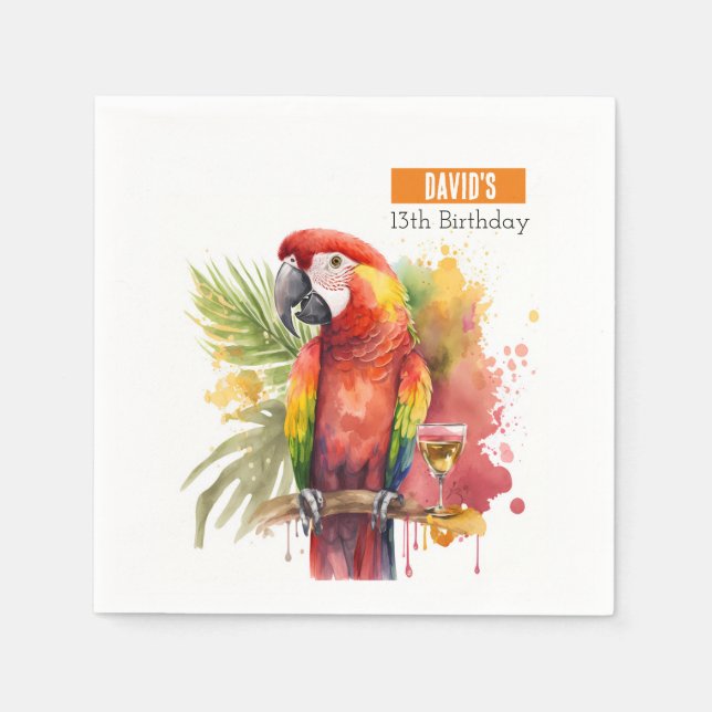 Serviette En Papier Vibes d'été Parrot - Fête d'anniversaire - (Devant)