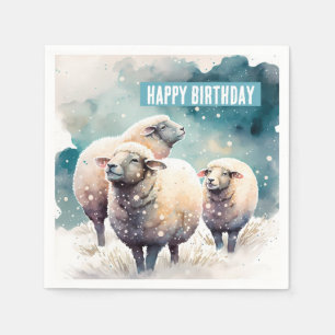 Serviette En Papier Vibes d'hiver Mouton - Fête d'anniversaire -