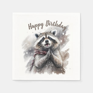 Serviette En Papier Vibes d'hiver Raccoon - fête d'anniversaire -