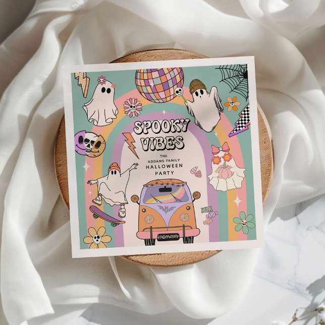 Serviette En Papier Vibes éffrayantes Retro Amusement Halloween (Créateur téléchargé)