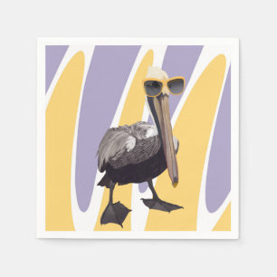 Serviette En Papier Vibes estivales amusantes Oiseau pélican