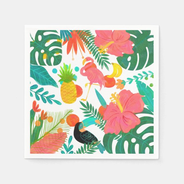 Serviette En Papier Vibes tropicales Floral Feuille Summer Luau Party (Devant)