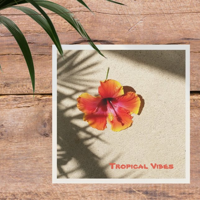 Serviette En Papier Vibes tropicales Orange Hibiscus Flower Napkins (Créateur téléchargé)