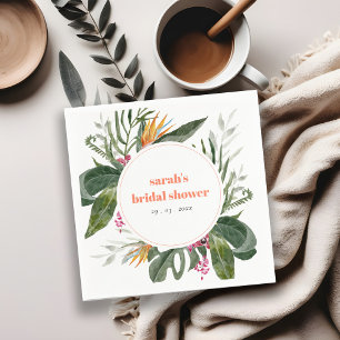 Serviette En Papier Vibrant Blush Boho Tropical Floral Fête des mariée