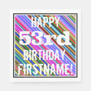 Serviette En Papier Vibrant, coloré 53ème anniversaire + Nom personnal