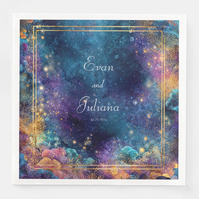 Serviette En Papier Vibrant Mariage Galaxy serviettes (Devant)