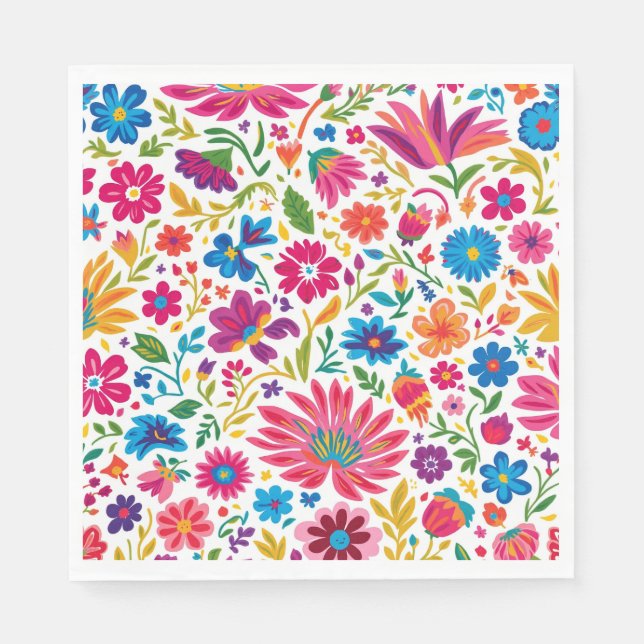 Serviette En Papier Vibrant mexicain Floral Fiesta Mariage (Devant)