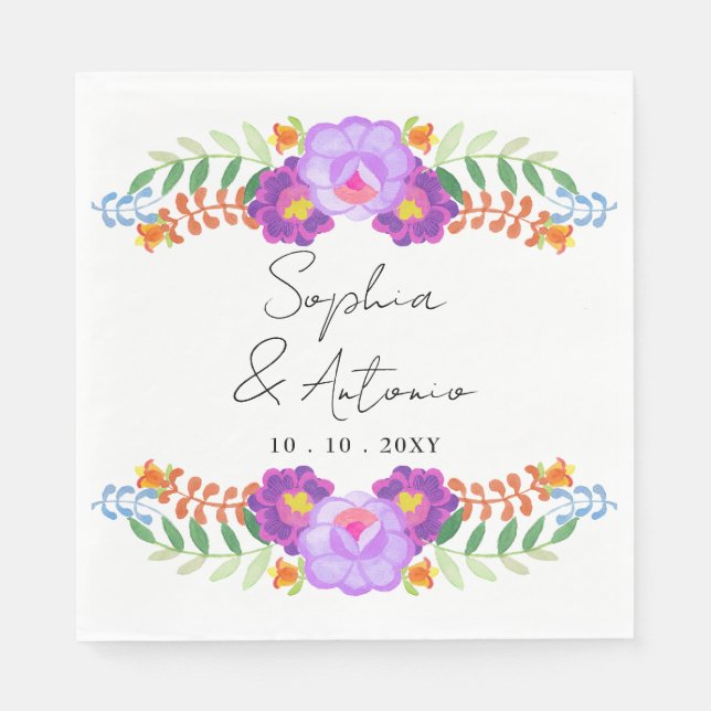 Serviette En Papier Vibrant Mexican Floral Fiesta Wedding (Devant)