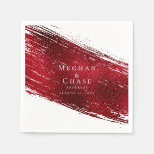 Serviette En Papier Vibrant rouge Faux Foil Paint Stroke
