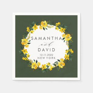 Serviette En Papier Vibrant vert jaune Mariage floral personnalisé