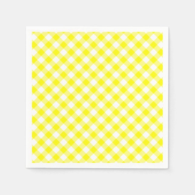 Serviette En Papier Vichy Jaune (Devant)