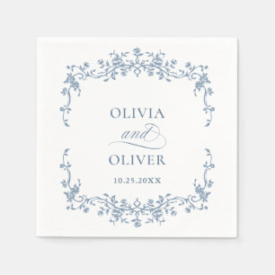 Serviette En Papier Victorien Ornate Grace Floral Dusty Mariage bleu