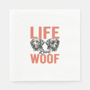 Serviette En Papier Vie Amour Woof Chien Graphisme Rétro_1