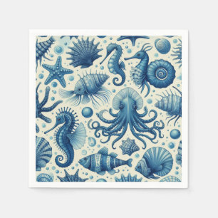 Serviette En Papier Vie marine vintage Animaux Motif