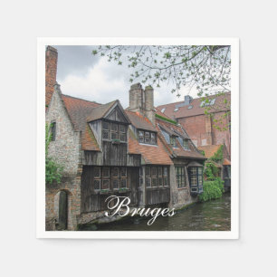 Serviette En Papier Vieille ville de Bruges en Belgique