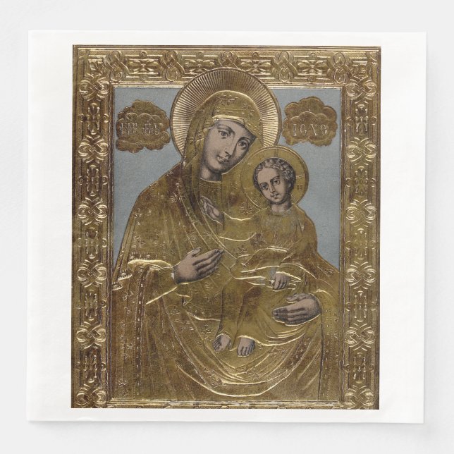 Serviette En Papier Vierge Marie et le Christ Enfant Élégant (Devant)