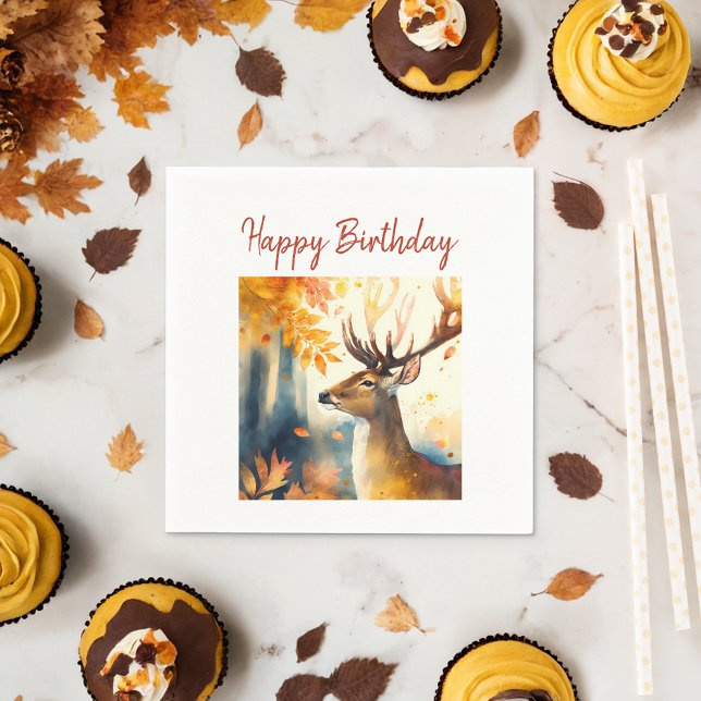 Serviette En Papier Vies automnales Cerf - Anniversaire (Créateur téléchargé)