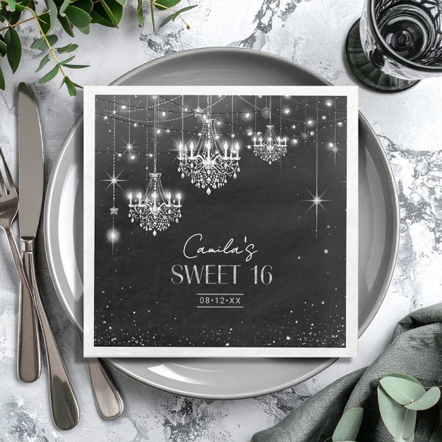 Serviette En Papier Vieux Hollywood B & W Chandeliers Sweet 16 ID1108 (Créateur téléchargé)