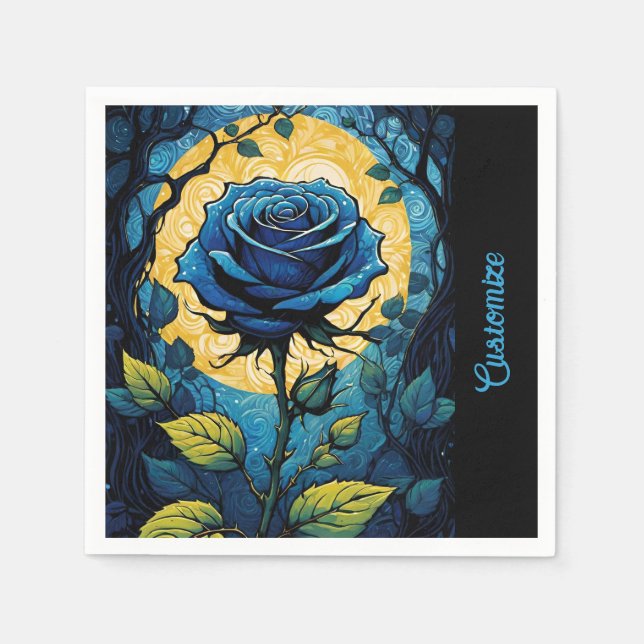 Serviette En Papier Vignes Roses bleues 3 (Devant)