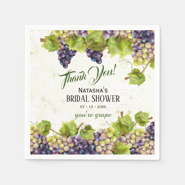 Serviette En Papier Vignoble méditerranéen de raisin jardin Mariage (Devant)