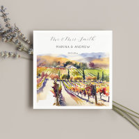 Vignoble Napa Valley aquarelle mariage vaisselle