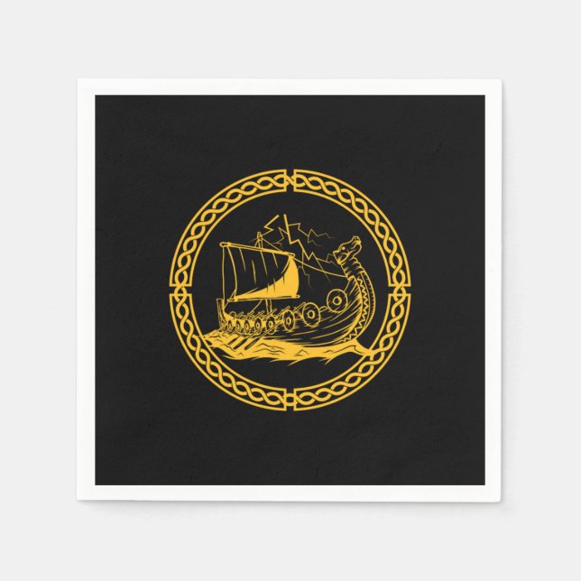 Serviette En Papier Viking Ship Guerrier Valhalla Norse Mythologie Cad (Devant)