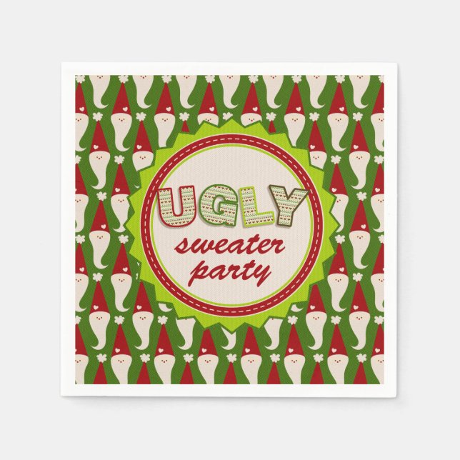 Serviette En Papier Vilain Noël Père Noël Sweater Cocktails Napkins (Devant)