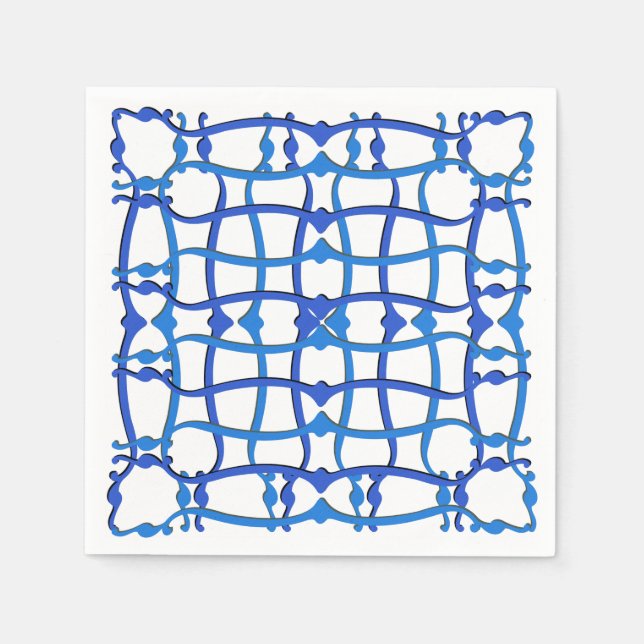 Serviette En Papier Villa de fête de décoration bleue italienne (Devant)