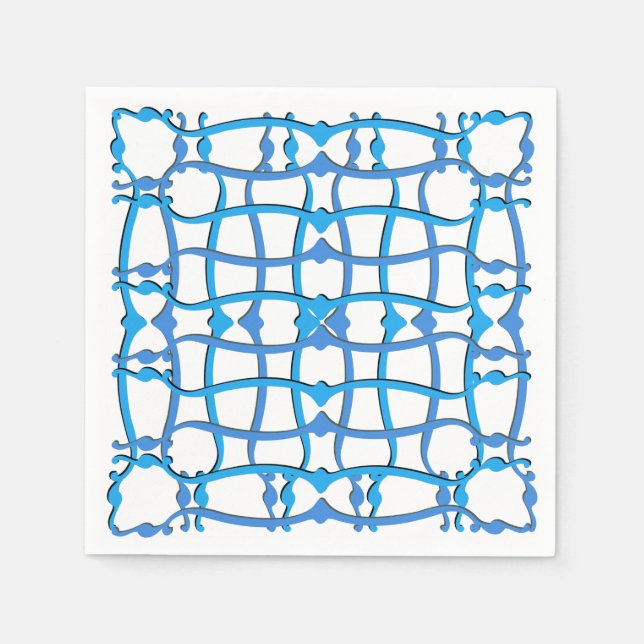 Serviette En Papier Villa de fête en tuiles turquoise bleu italien (Devant)