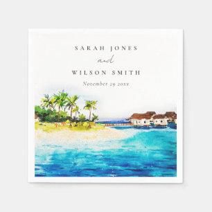 Serviette En Papier Villa Tropical Overwater Seascape Beach Mariage