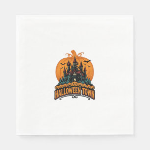 Serviette En Papier Ville d'Halloween Château Hanté Vintage Citrouille