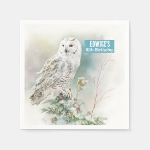 Serviette En Papier Villes d'hiver Owl - fête d'anniversaire -