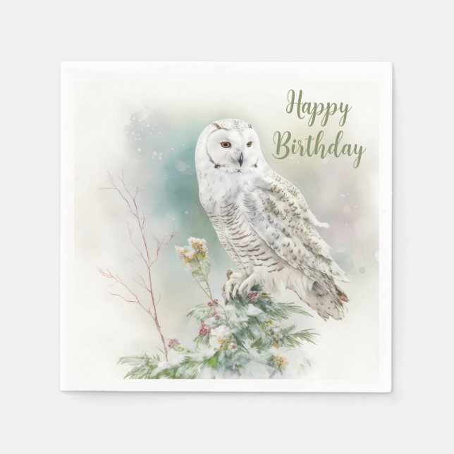 Serviette En Papier Villes d'hiver Owl - fête d'anniversaire - (Devant)