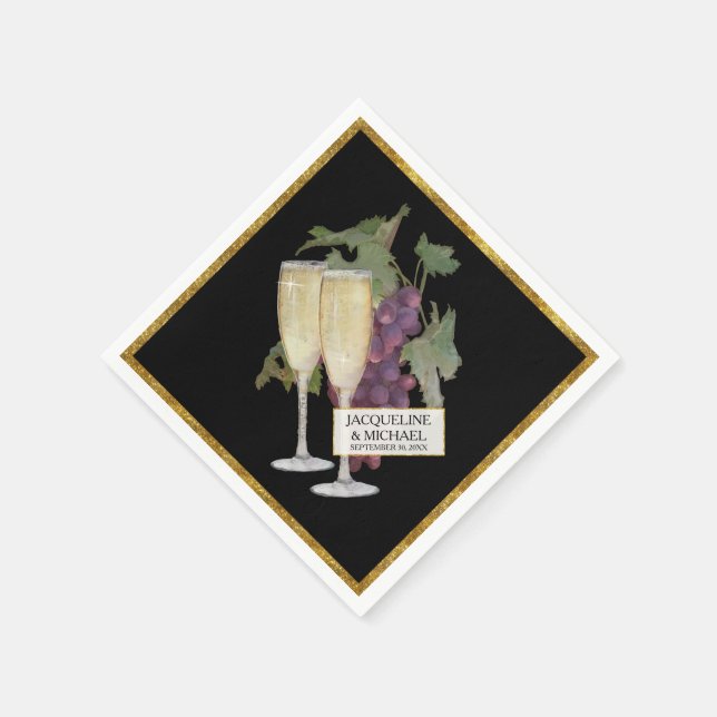 Serviette En Papier Vin Champagne Verres Salle de réception nuptiale (Coin)