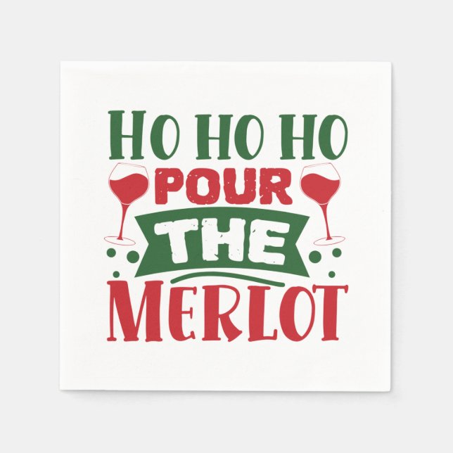 Serviette En Papier Vin de Noël amusant Fête de vacances (Devant)