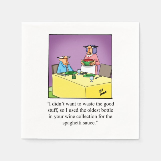 Serviette En Papier Vin Humour Cocktail Party Napkins (Devant)