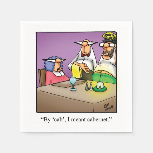 Serviette En Papier Vin Humour Cocktail Party Napkins (Devant)